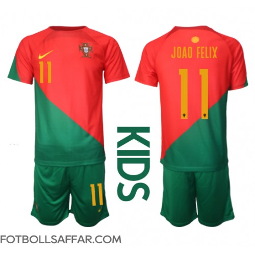 Portugal Joao Felix #11 Hemmadräkt Barn VM 2022 Kortärmad (+ Korta byxor)